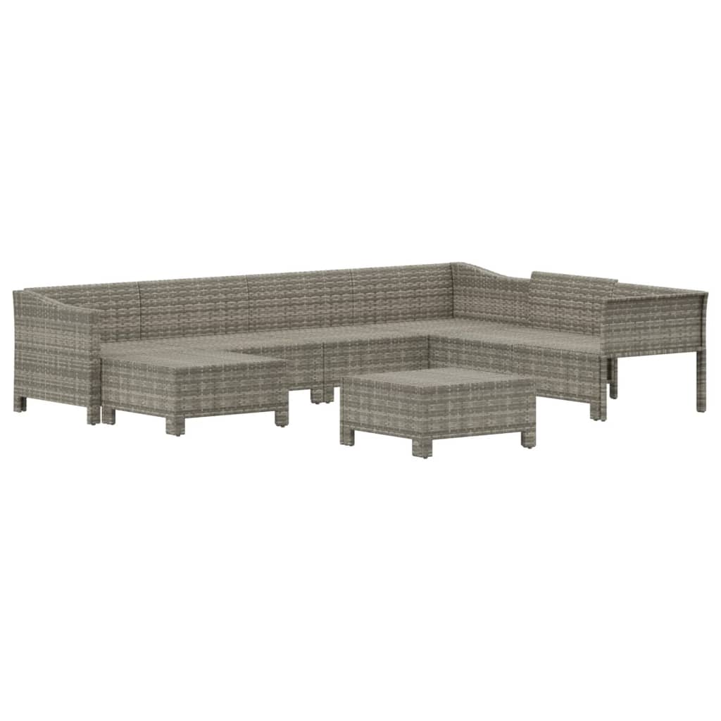 vidaXL 8 Piece Patio Lounge Set with Cushions Gray Poly Rattan-2