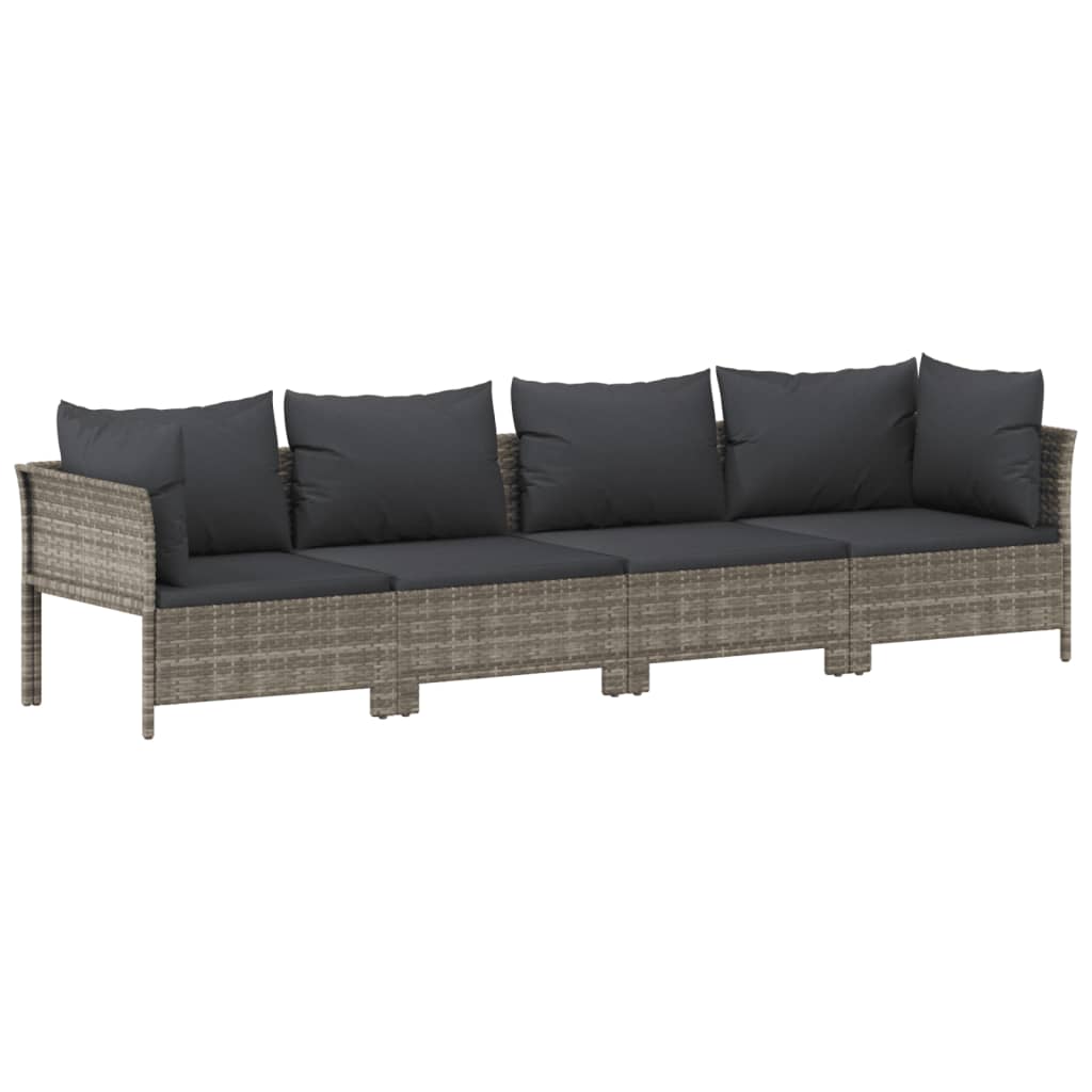 vidaXL 7 Piece Patio Lounge Set with Cushions Gray Poly Rattan-5