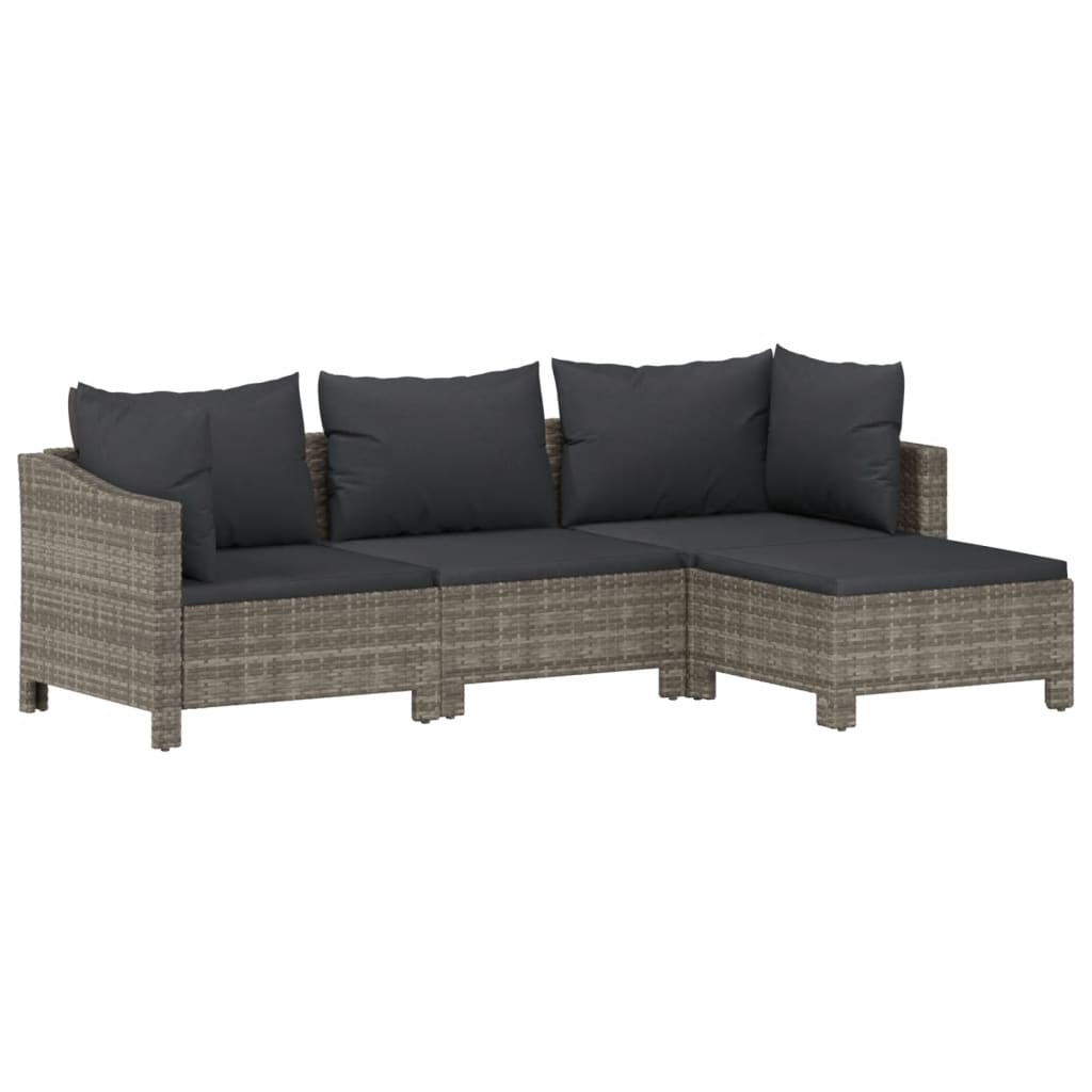 vidaXL 8 Piece Patio Lounge Set with Cushions Gray Poly Rattan-3