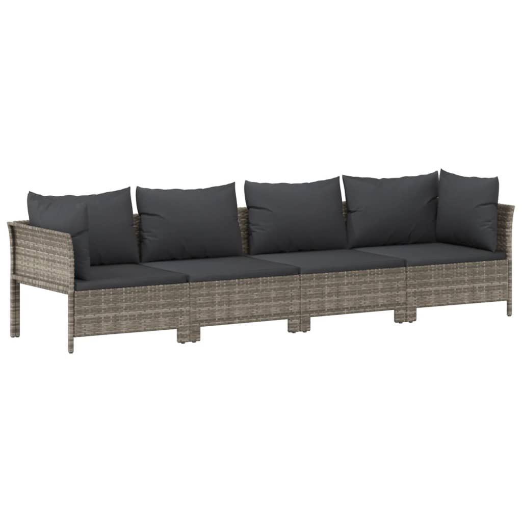 vidaXL 8 Piece Patio Lounge Set with Cushions Gray Poly Rattan-4