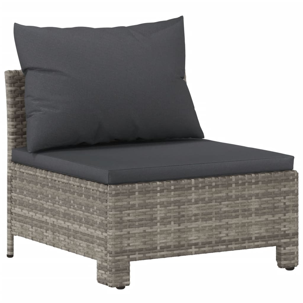 vidaXL 9 Piece Patio Lounge Set with Cushions Gray Poly Rattan-5