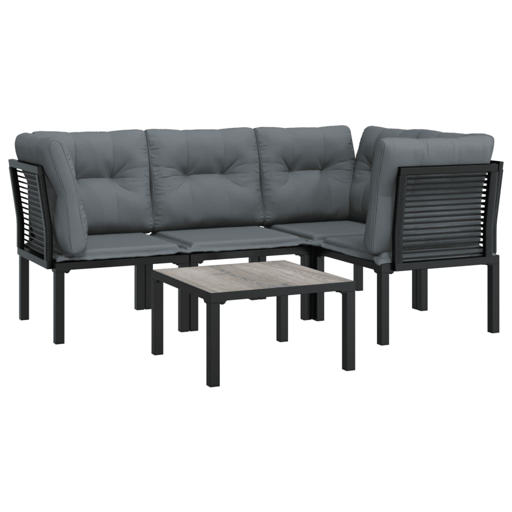 vidaXL 5 Piece Patio Lounge Set Black and Gray Poly Rattan-1