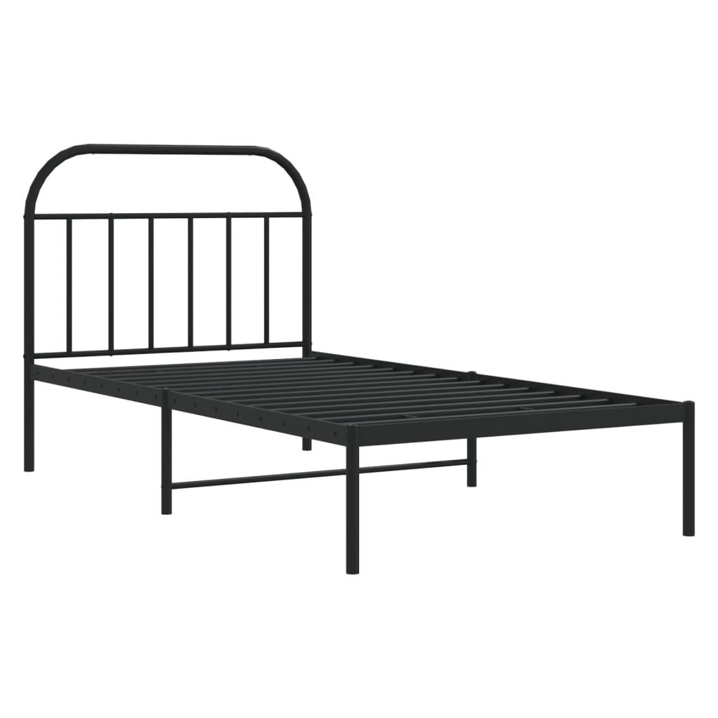 vidaXL Metal Bed Frame with Headboard Black 39.4"x78.7"-5