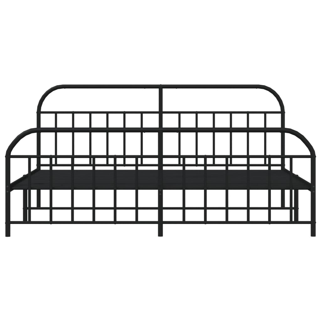 vidaXL Metal Bed Frame with Headboard and Footboard Black 76"x79.9" King-8