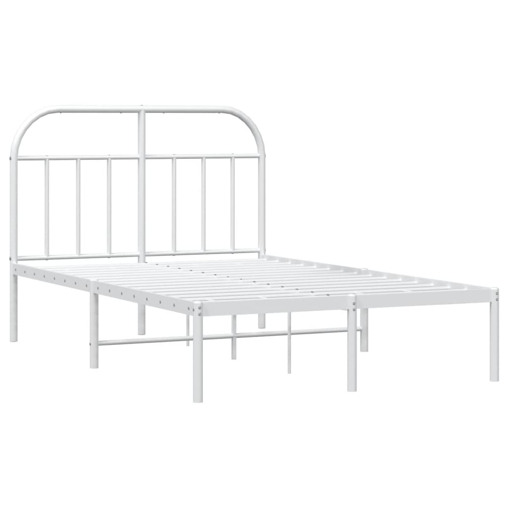 vidaXL Metal Bed Frame with Headboard White 53.9"x74.8" Full-5