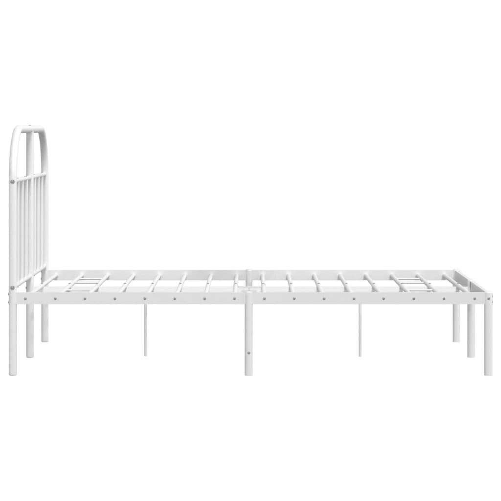 vidaXL Metal Bed Frame with Headboard White 53.9"x74.8" Full-7