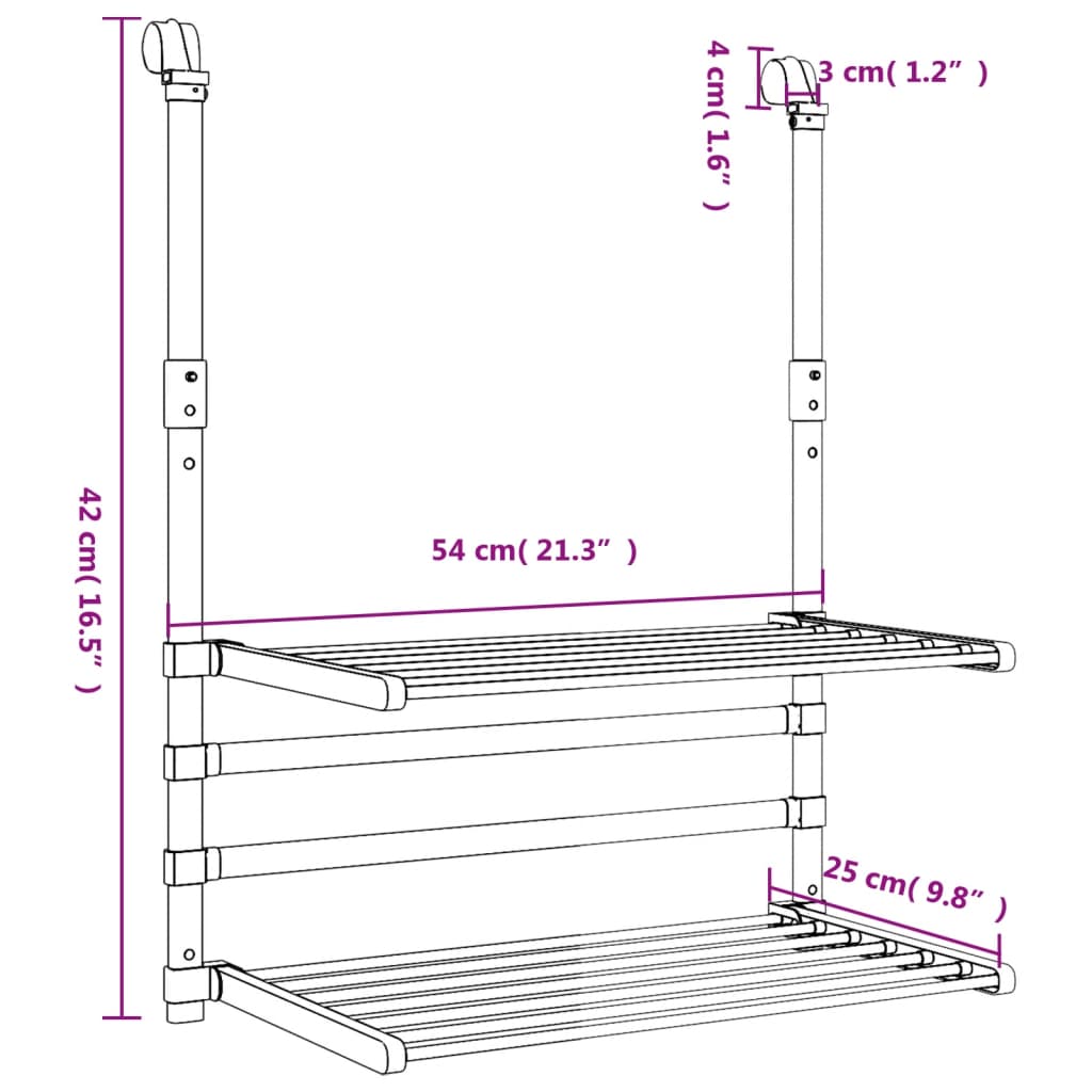 vidaXL Clothes Drying Rack Hanging Laundry Dry Rack Clothes Organizer Aluminum-7