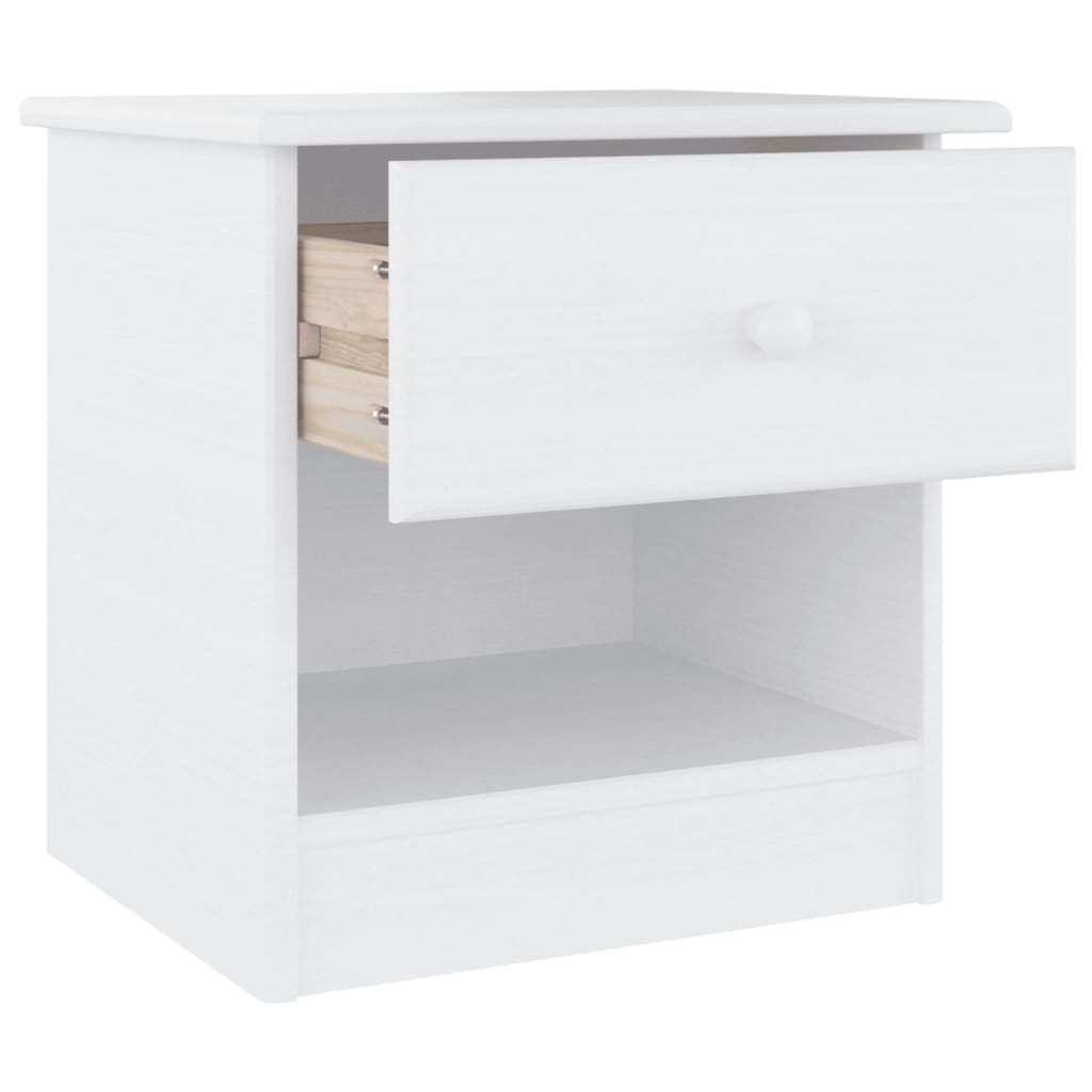 vidaXL Bedside Cabinet ALTA White 16.9"x13.8"x15.9" Solid Wood Pine-2