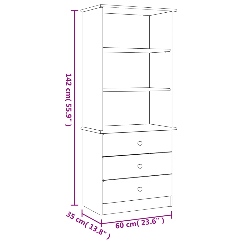 vidaXL Bookshelf Bookcase Shelving Unit for Living Room ALTA Solid Wood Pine-12