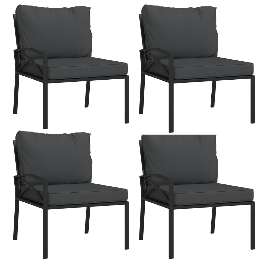 vidaXL 11 Piece Patio Lounge Set with Gray Cushions Steel-2