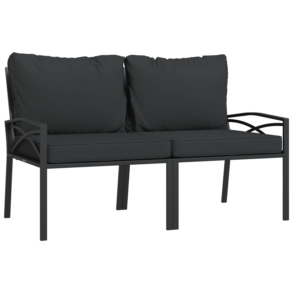 vidaXL 7 Piece Patio Lounge Set with Gray Cushions Steel-2