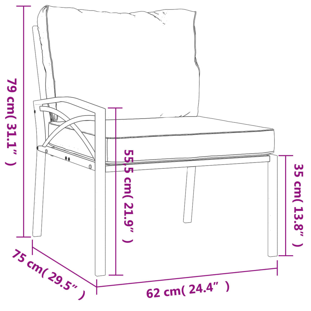 vidaXL 7 Piece Patio Lounge Set with Gray Cushions Steel-8