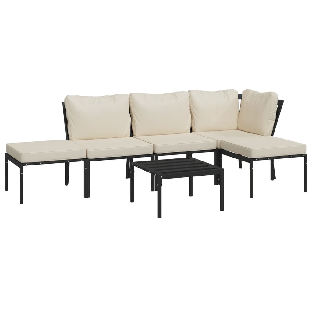 vidaXL 6 Piece Patio Lounge Set with Sand Cushions Steel-1