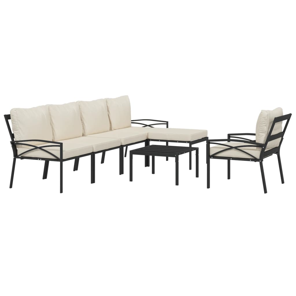 vidaXL 7 Piece Patio Lounge Set with Sand Cushions Steel-1