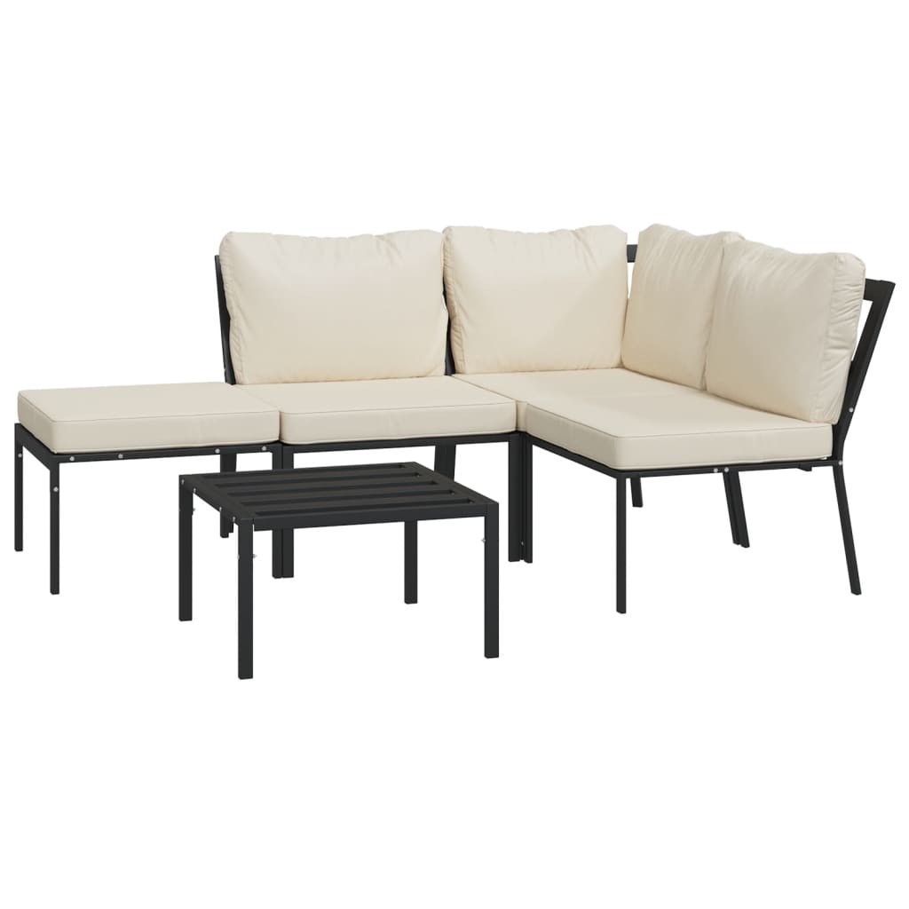 vidaXL 5 Piece Patio Lounge Set with Sand Cushions Steel-1