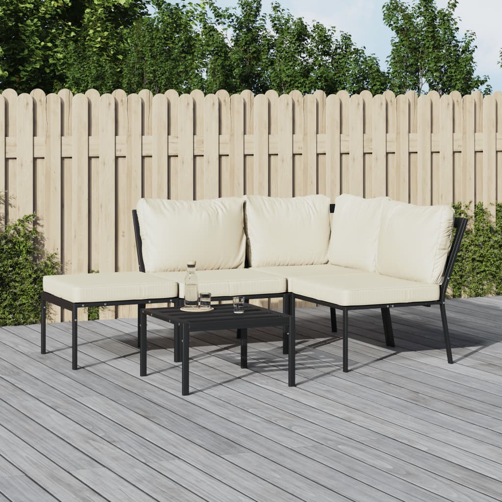 vidaXL 5 Piece Patio Lounge Set with Sand Cushions Steel-0