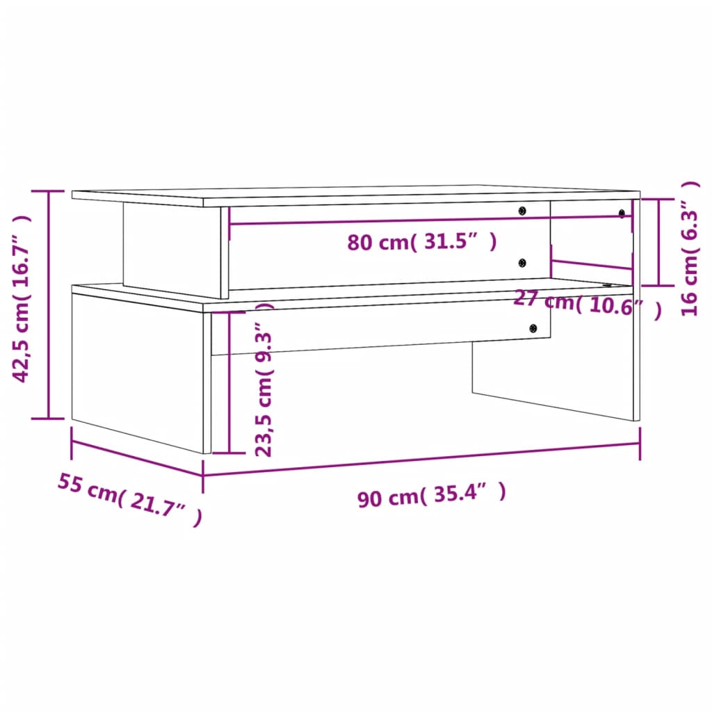 vidaXL Coffee Table Accent Couch Sofa Side Table with Storage Engineered Wood-14