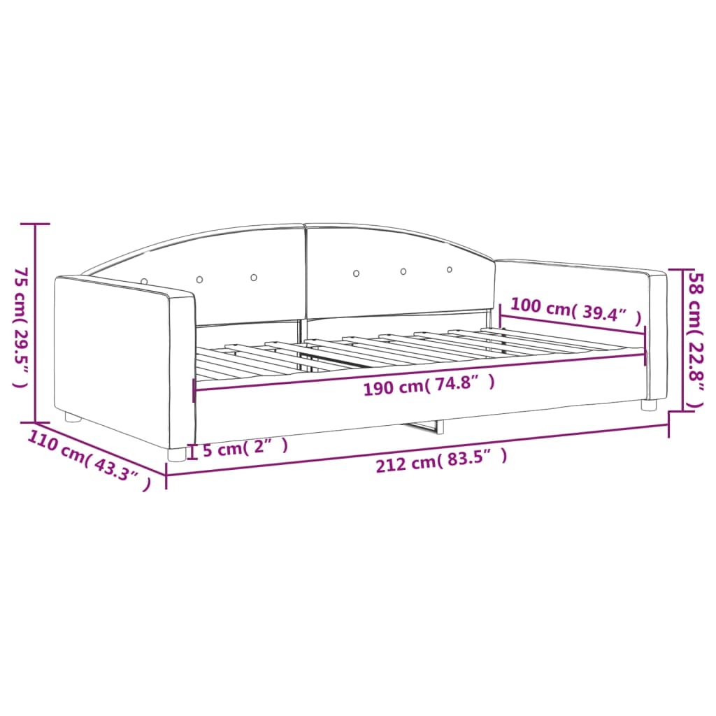 vidaXL Day Bed Light Gray 39.4"x74.8" Twin Velvet-6