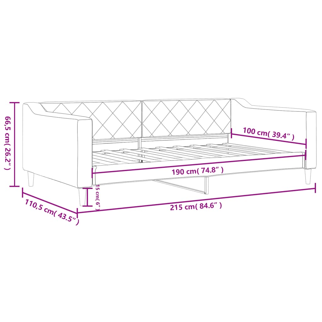 vidaXL Day Bed Light Gray 39.4"x74.8" Twin Fabric-6