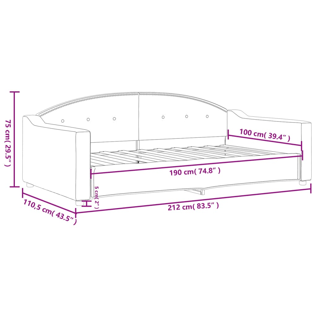 vidaXL Day Bed Light Gray 39.4"x74.8" Twin Fabric-6