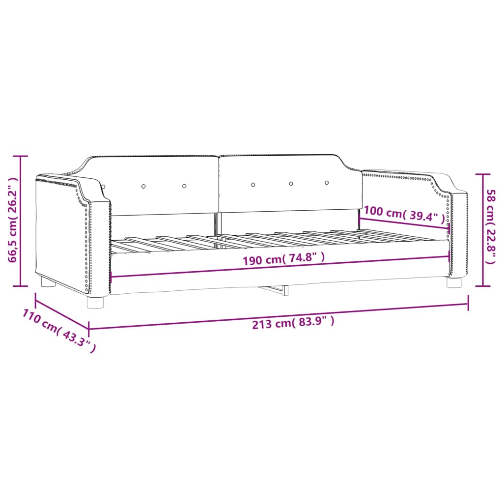 vidaXL Day Bed Light Gray 39.4"x74.8" Twin Fabric-6