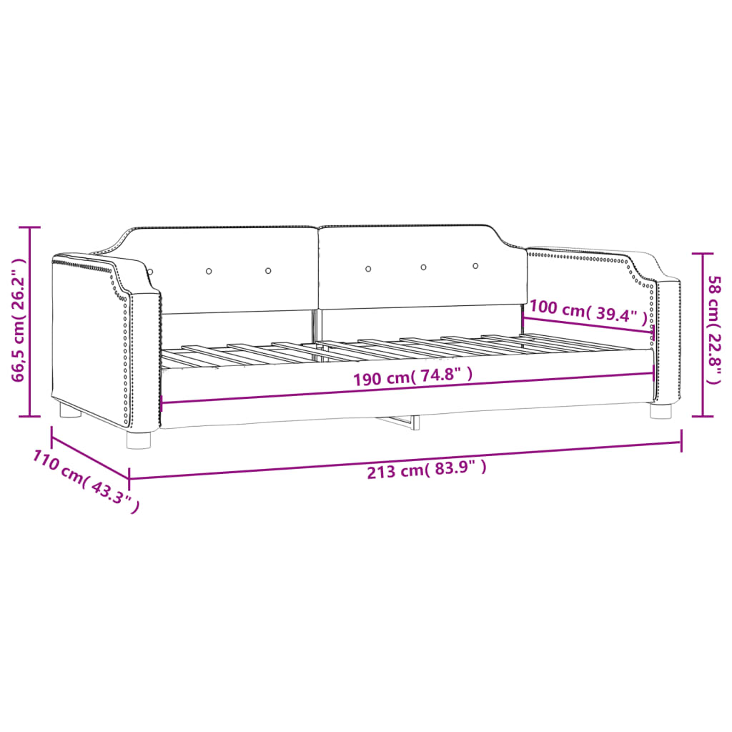 vidaXL Day Bed Dark Gray 39.4"x74.8" Twin Fabric-6