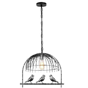 Modern Retro Industrial Bird Cage Hanging Pendant Light E26 Brushed silver