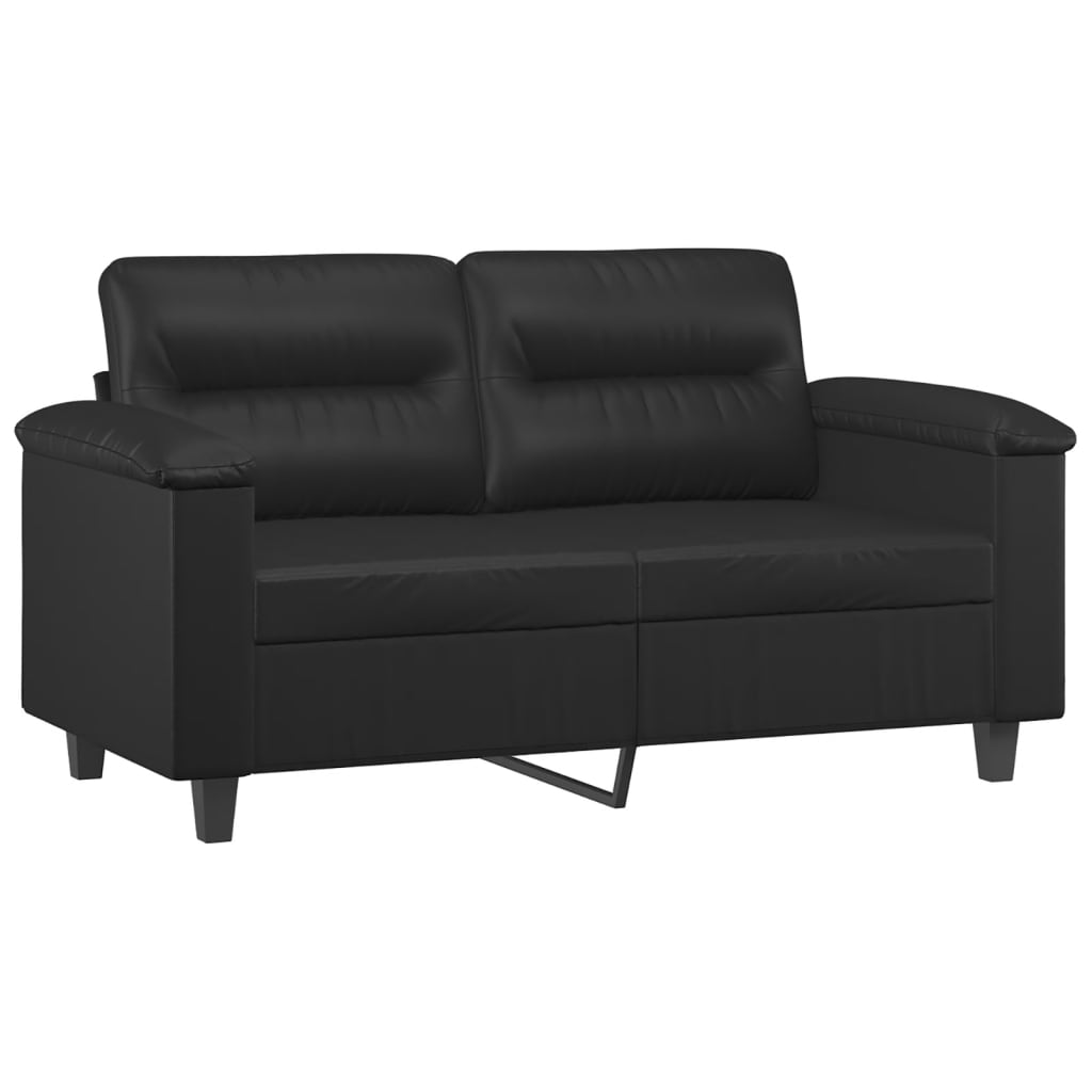 vidaXL 2-Seater Sofa with Throw Pillows Loveseat Couch Black Faux Leather-11