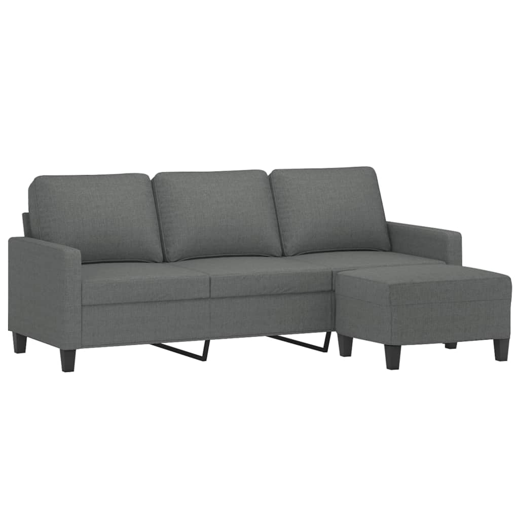 vidaXL 3-Seater Sofa with Footstool Dark Gray 70.9" Fabric-0