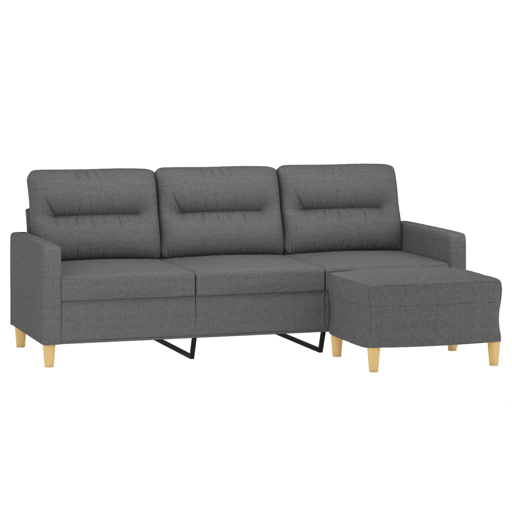 vidaXL 3-Seater Sofa with Footstool Dark Gray 70.9" Fabric-2