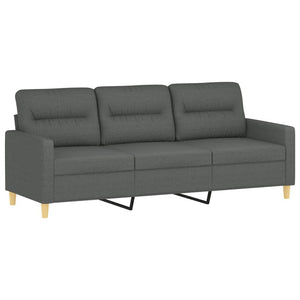 vidaXL 3-Seater Sofa with Footstool Dark Gray 70.9" Fabric-3
