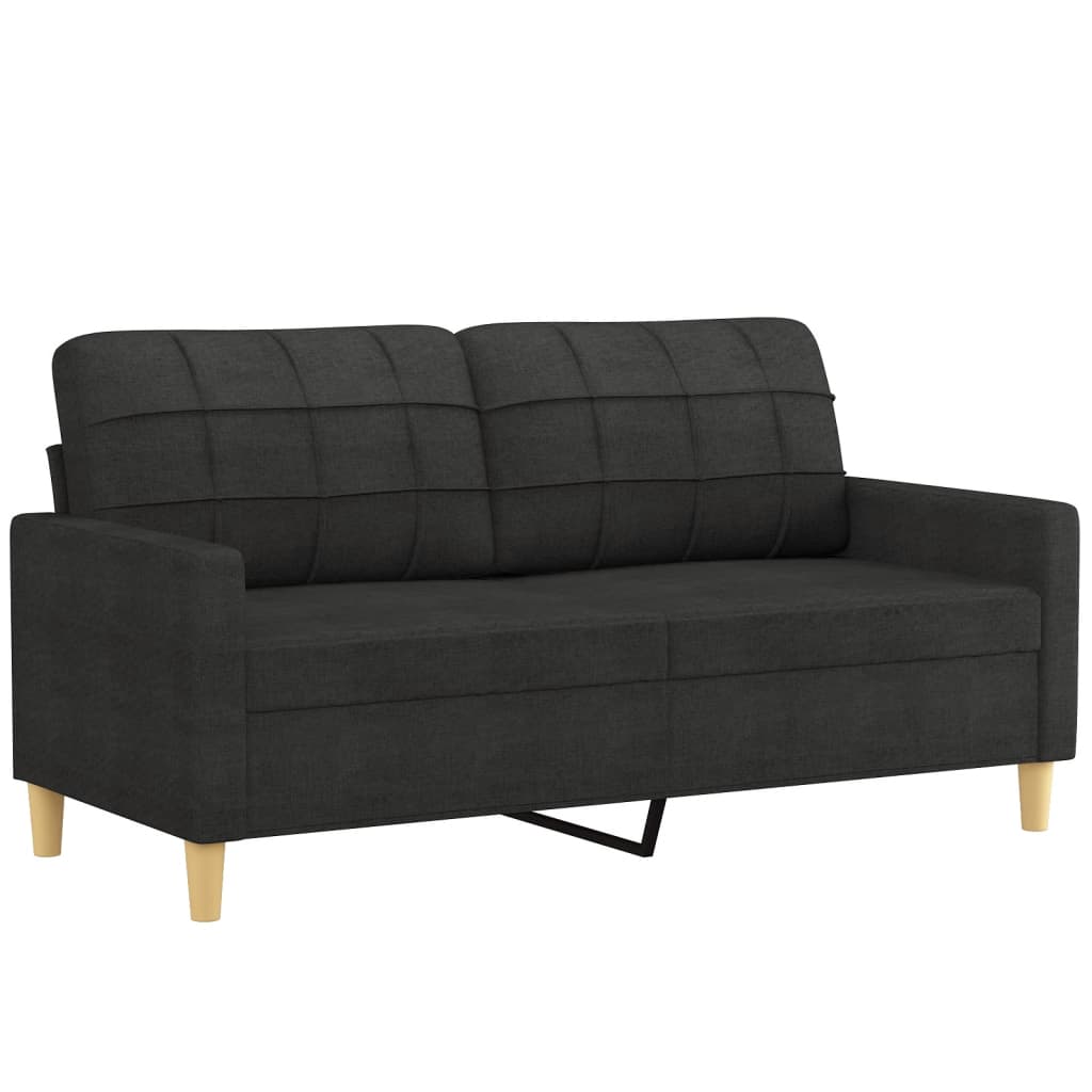 vidaXL 2 Piece Sofa Set with Cushions Black Fabric-2