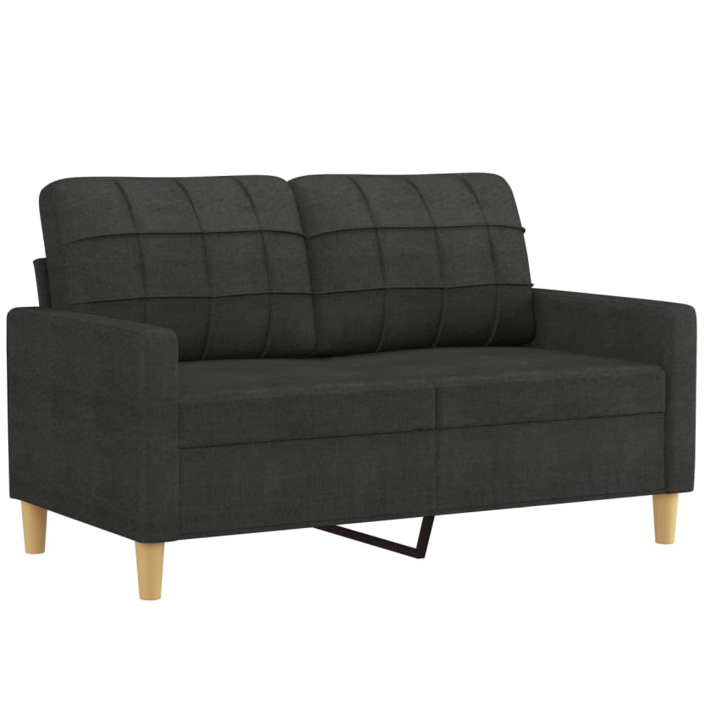 vidaXL 2 Piece Sofa Set with Cushions Black Fabric-1