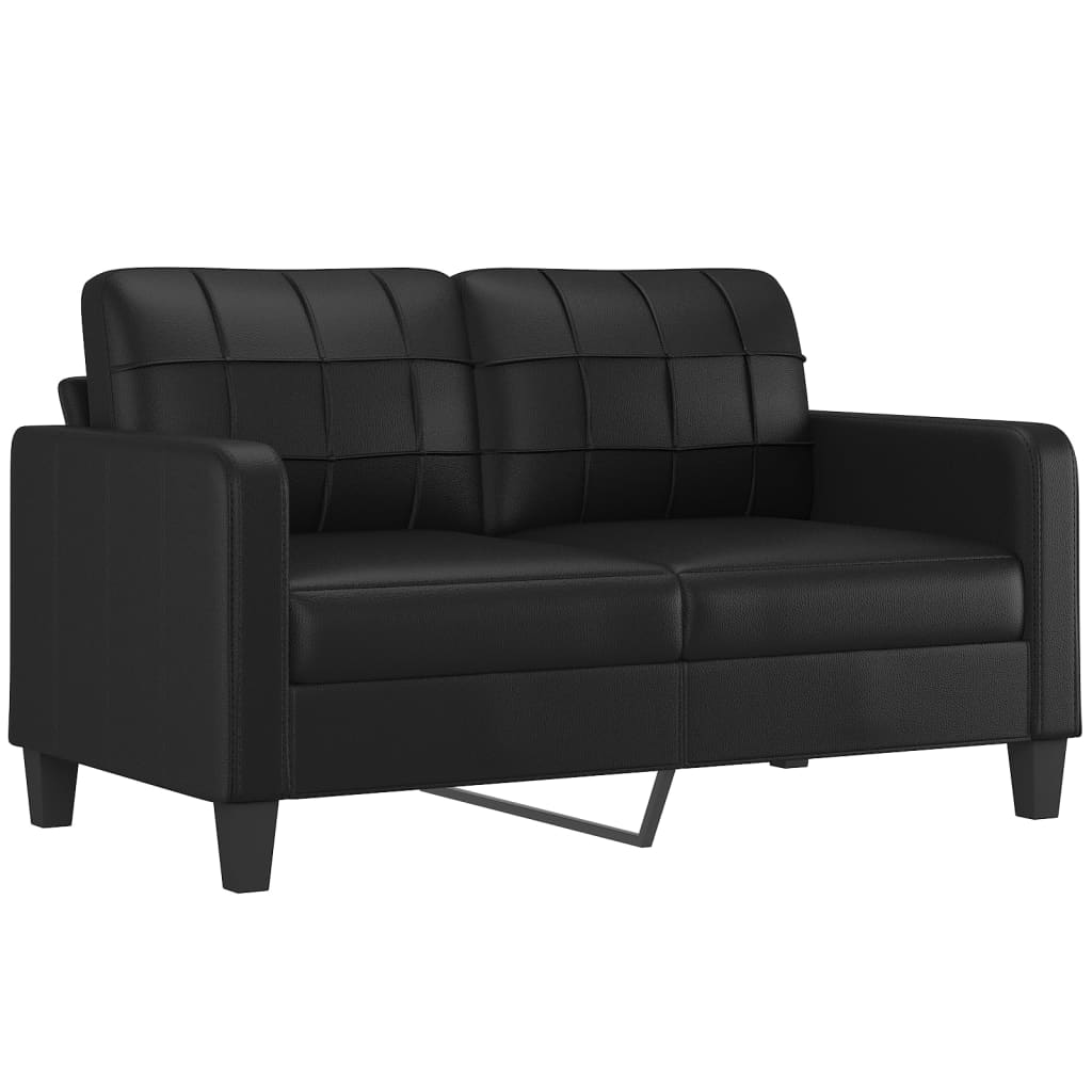 vidaXL 2 Piece Sofa Set with Cushions Black Faux Leather-2