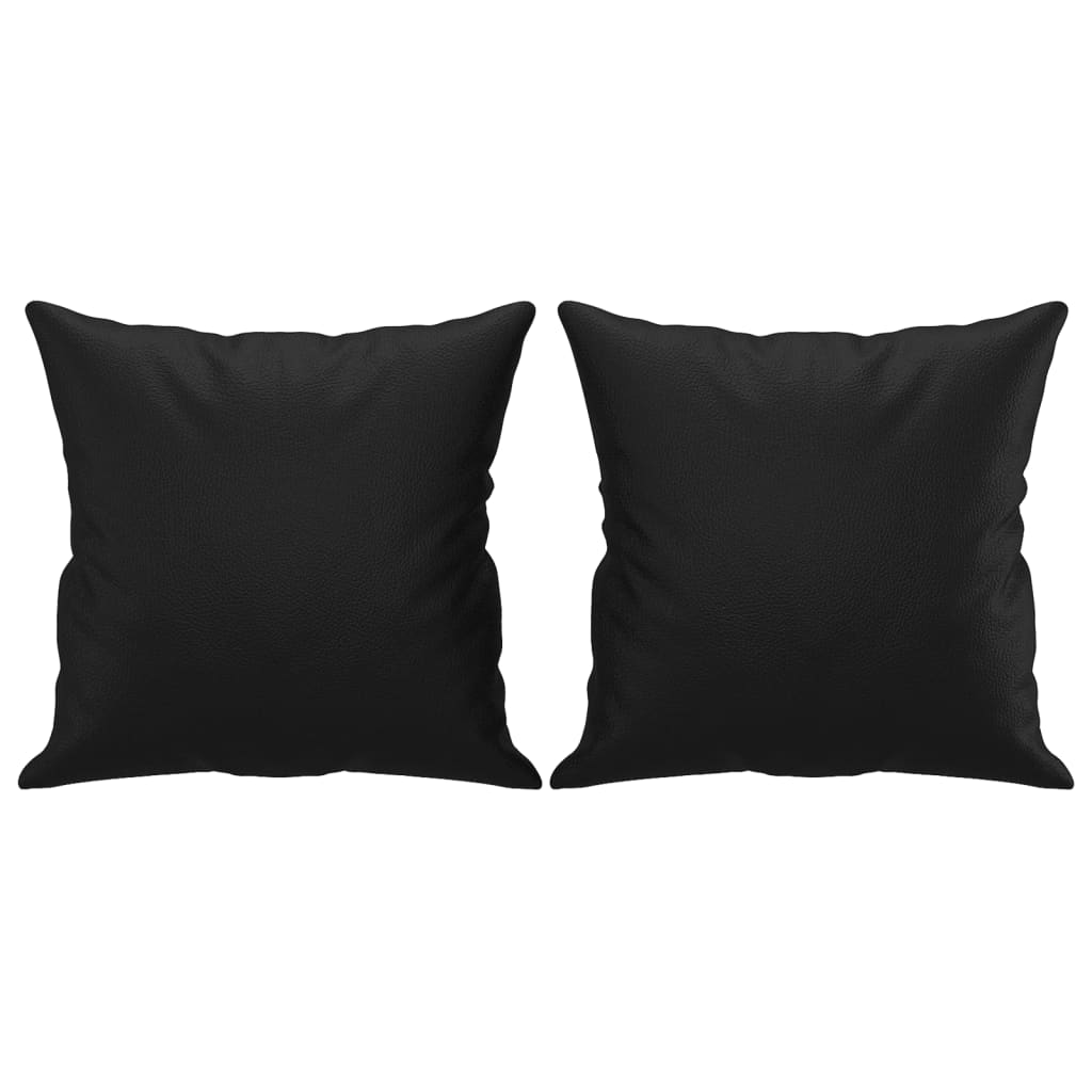 vidaXL 2 Piece Sofa Set with Pillows Black Faux Leather-3