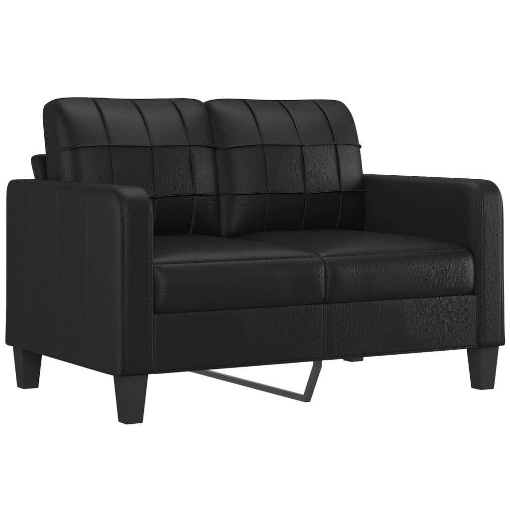 vidaXL 2 Piece Sofa Set with Cushions Black Faux Leather-1