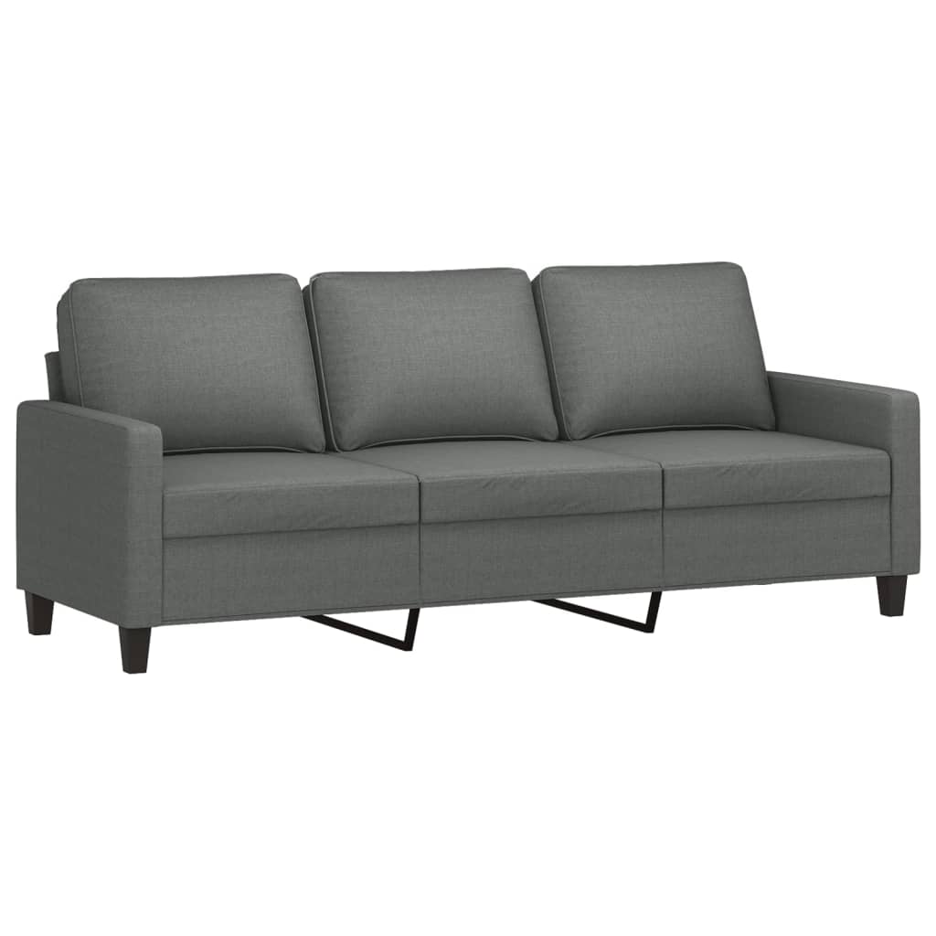 vidaXL 3 Piece Sofa Set with Cushions Dark Gray Fabric-3