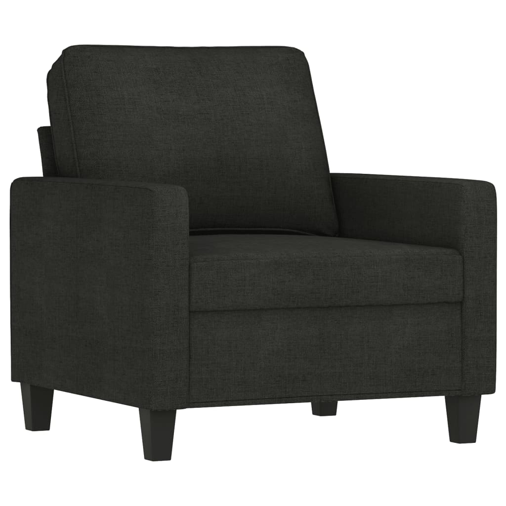 vidaXL 3 Piece Sofa Set with Cushions Black Fabric-1