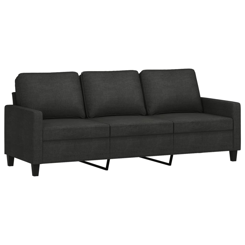 vidaXL 3 Piece Sofa Set with Cushions Black Fabric-3