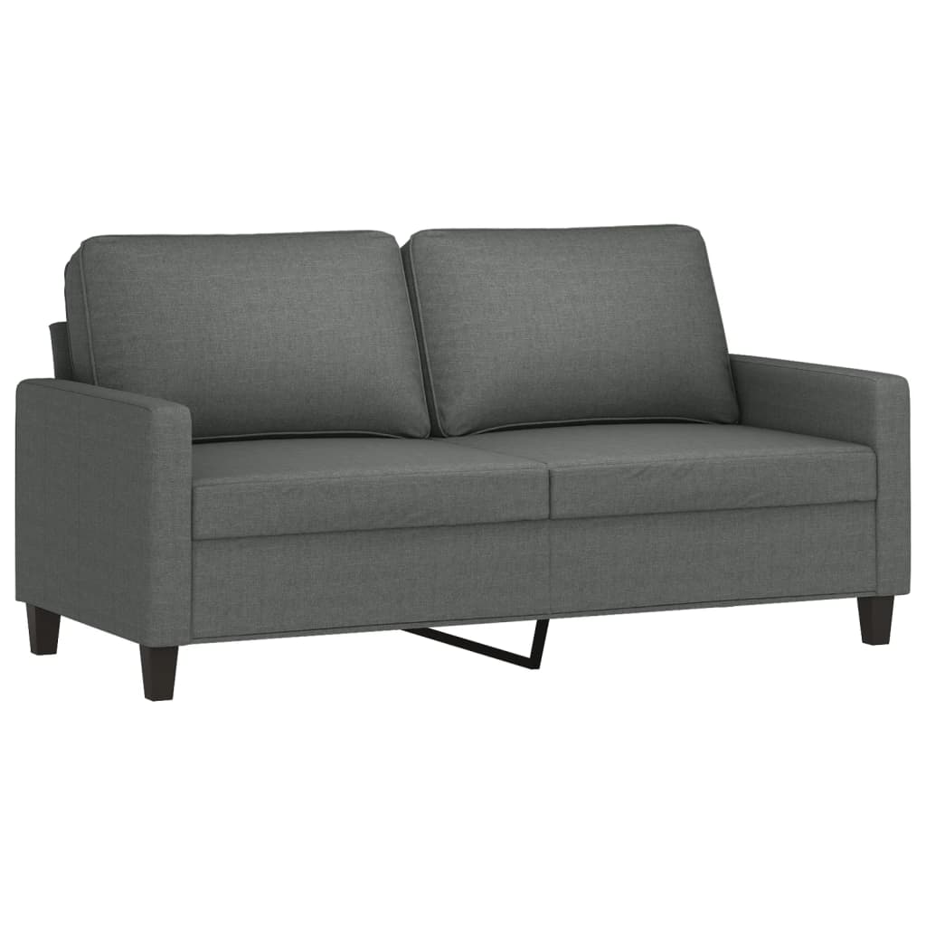 vidaXL 2 Piece Sofa Set with Cushions Dark Gray Fabric-2