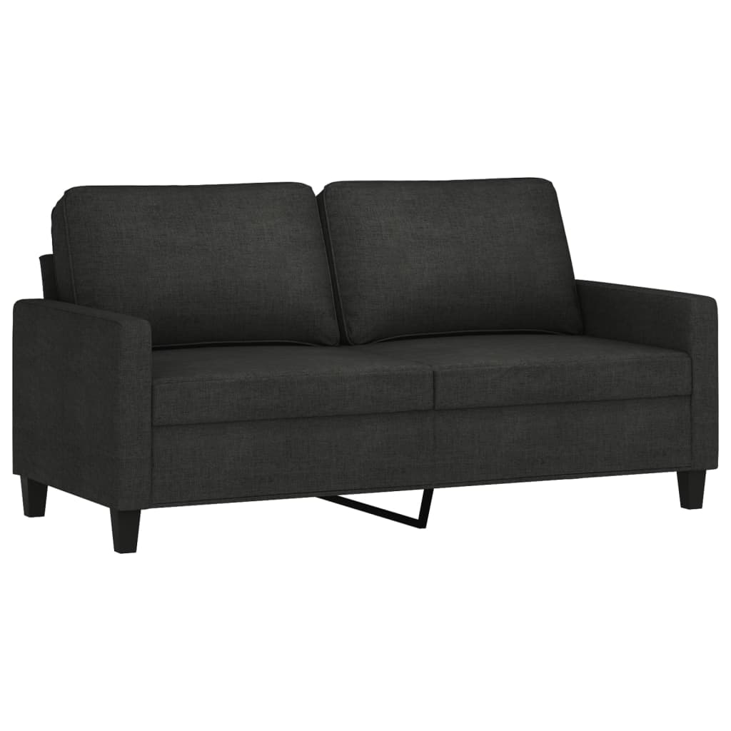 vidaXL 2 Piece Sofa Set with Cushions Black Fabric-1