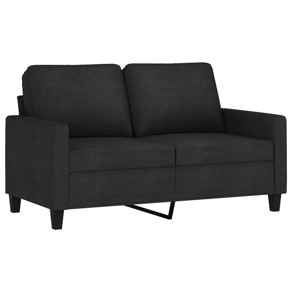 vidaXL 2 Piece Sofa Set with Cushions Black Fabric-2