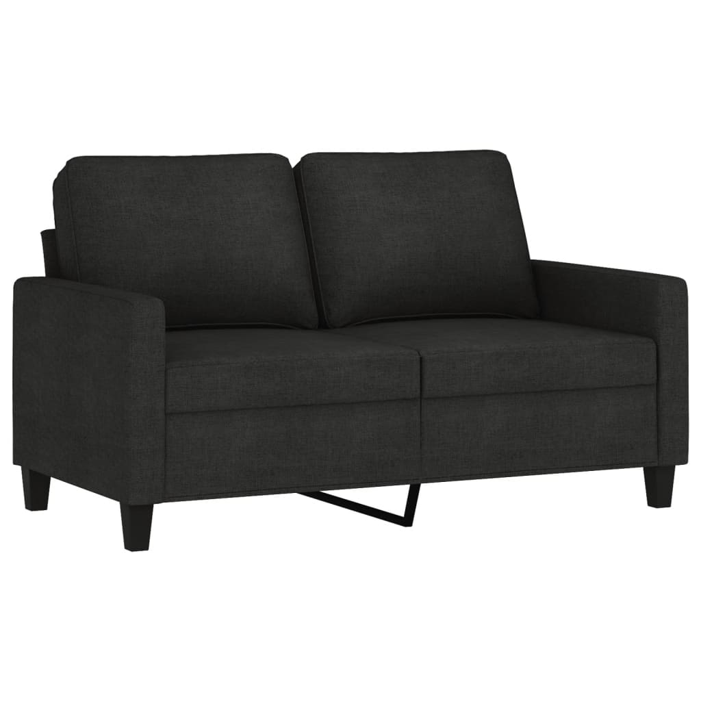 vidaXL 2 Piece Sofa Set with Cushions Black Fabric-1