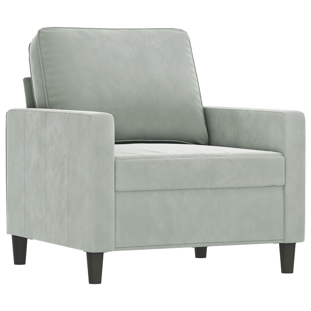 vidaXL 3 Piece Sofa Set with Cushions Light Gray Velvet-2