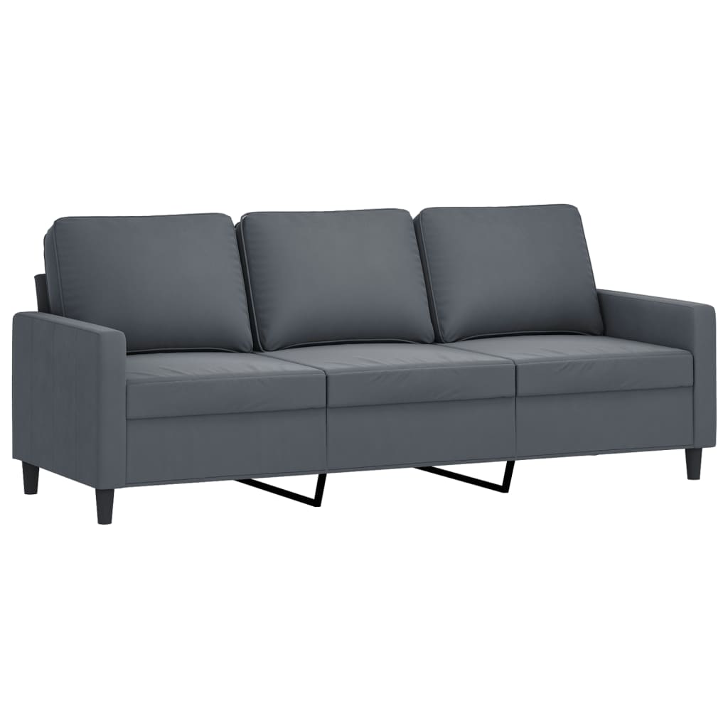 vidaXL 3 Piece Sofa Set with Cushions Dark Gray Velvet-3