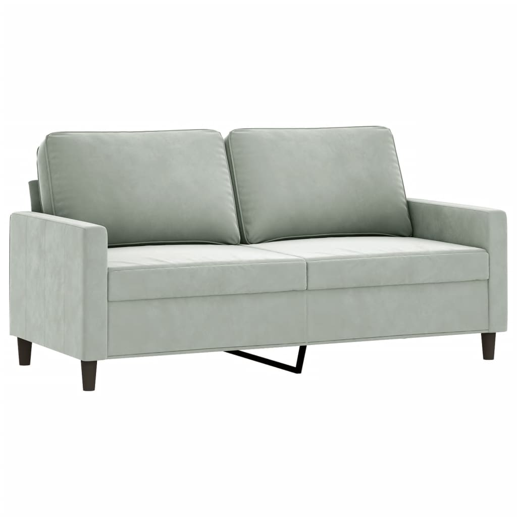 vidaXL 2 Piece Sofa Set with Cushions Light Gray Velvet-3