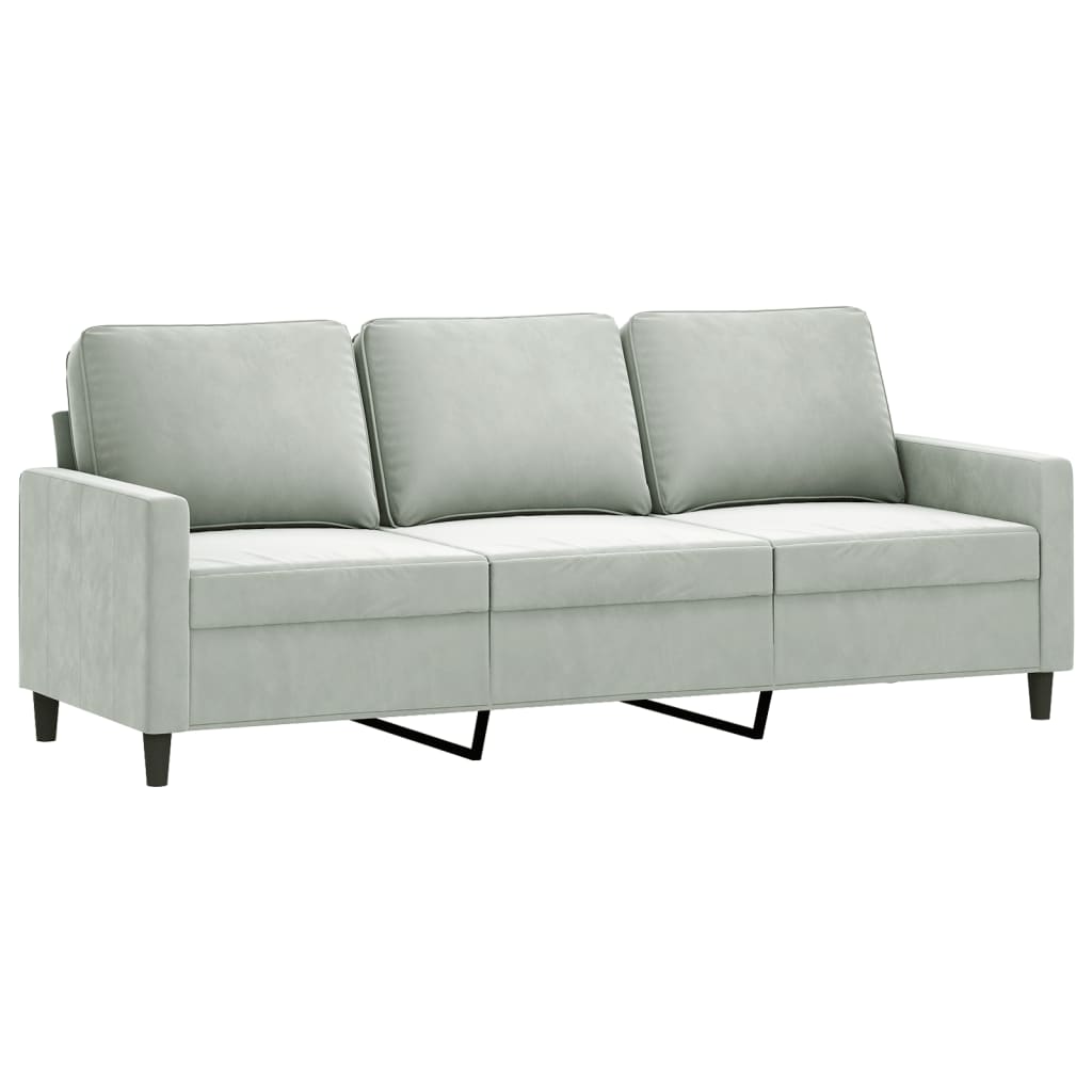 vidaXL 2 Piece Sofa Set with Cushions Light Gray Velvet-3