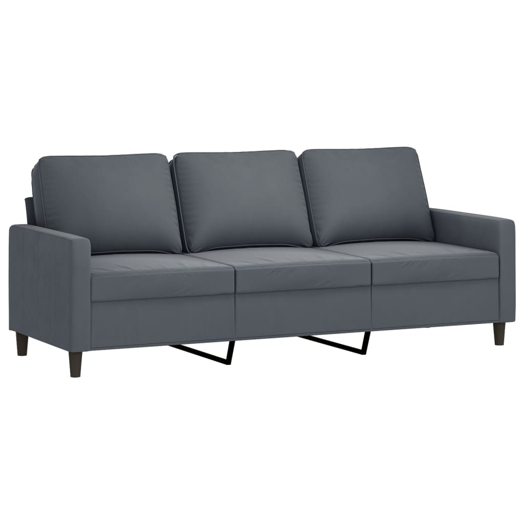 vidaXL 2 Piece Sofa Set with Cushions Dark Gray Velvet-3