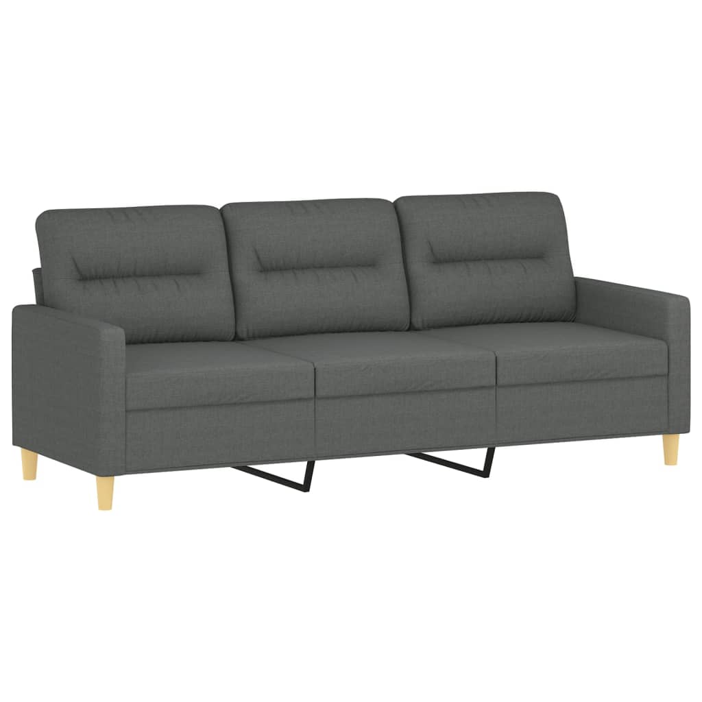 vidaXL 3 Piece Sofa Set with Cushions Dark Gray Fabric-3