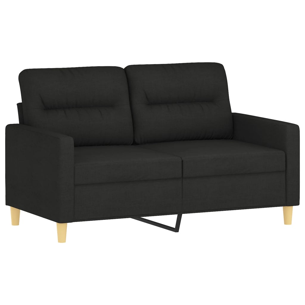 vidaXL 2 Piece Sofa Set with Cushions Black Fabric-1